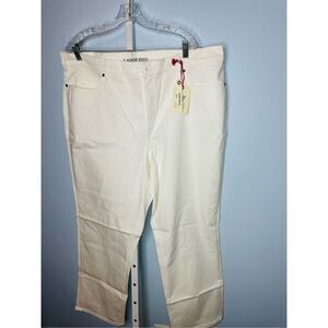 NWT Lands End Women's White Denim High Rise Straight Leg Jeans Plus Size 24 W